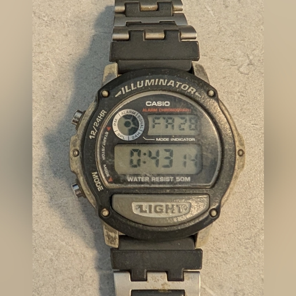 Casio Men Watch 50m Gray Black Plastic Light Chron Alarm Date Battery Quartz